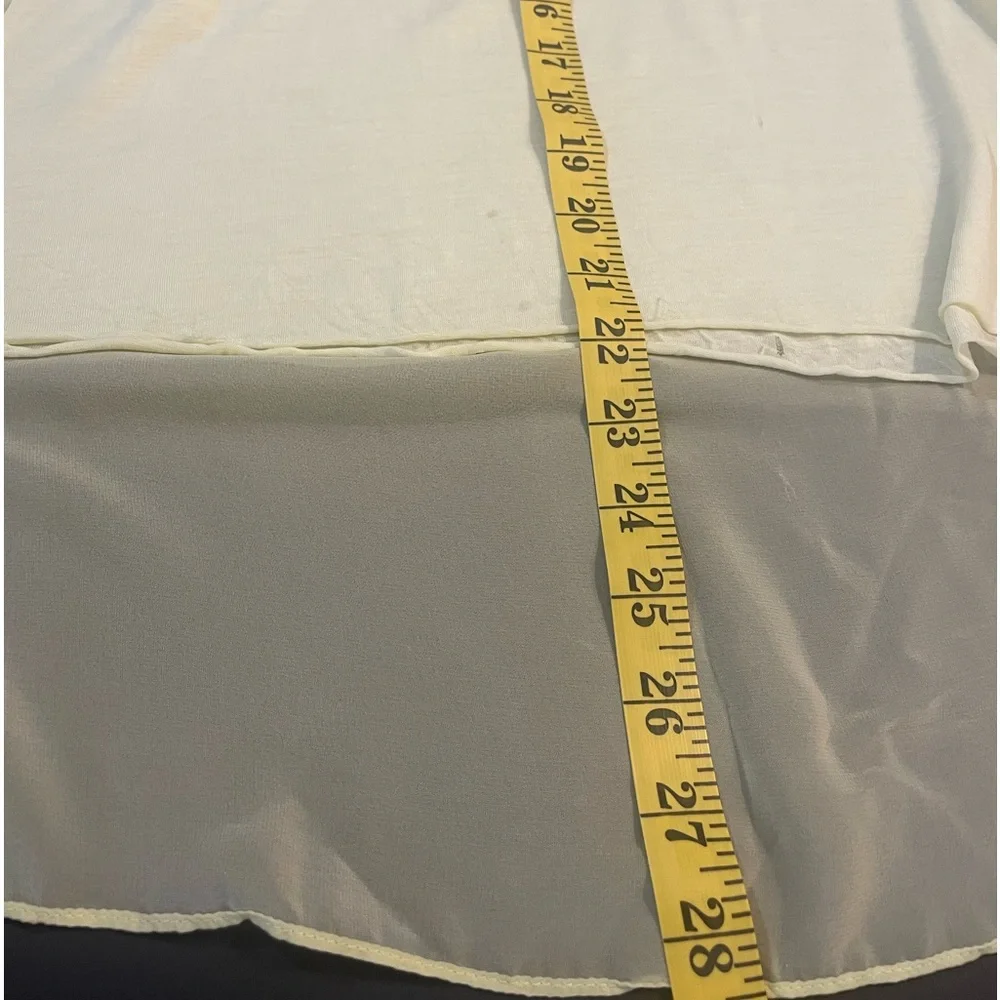 Zara’s Distressed scoop neck,High low, sleeveless,light Yellow Sheer women’s top - Picture 9 of 10